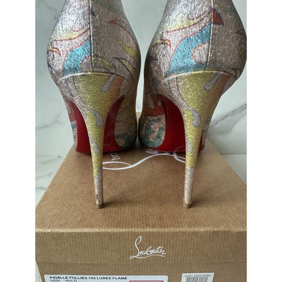 CHRISTIAN LOUBOUTIN Pigalle 109 Lurex Flame Heels Size 37.5 - Picture 8 of 9